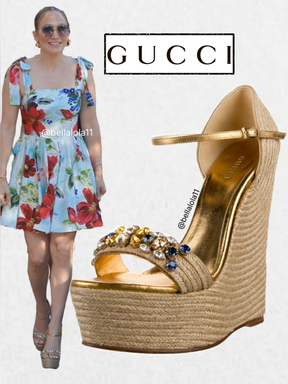 AUTHENTIC GUCCI JEWELED WEDGE ESPADRILLES
